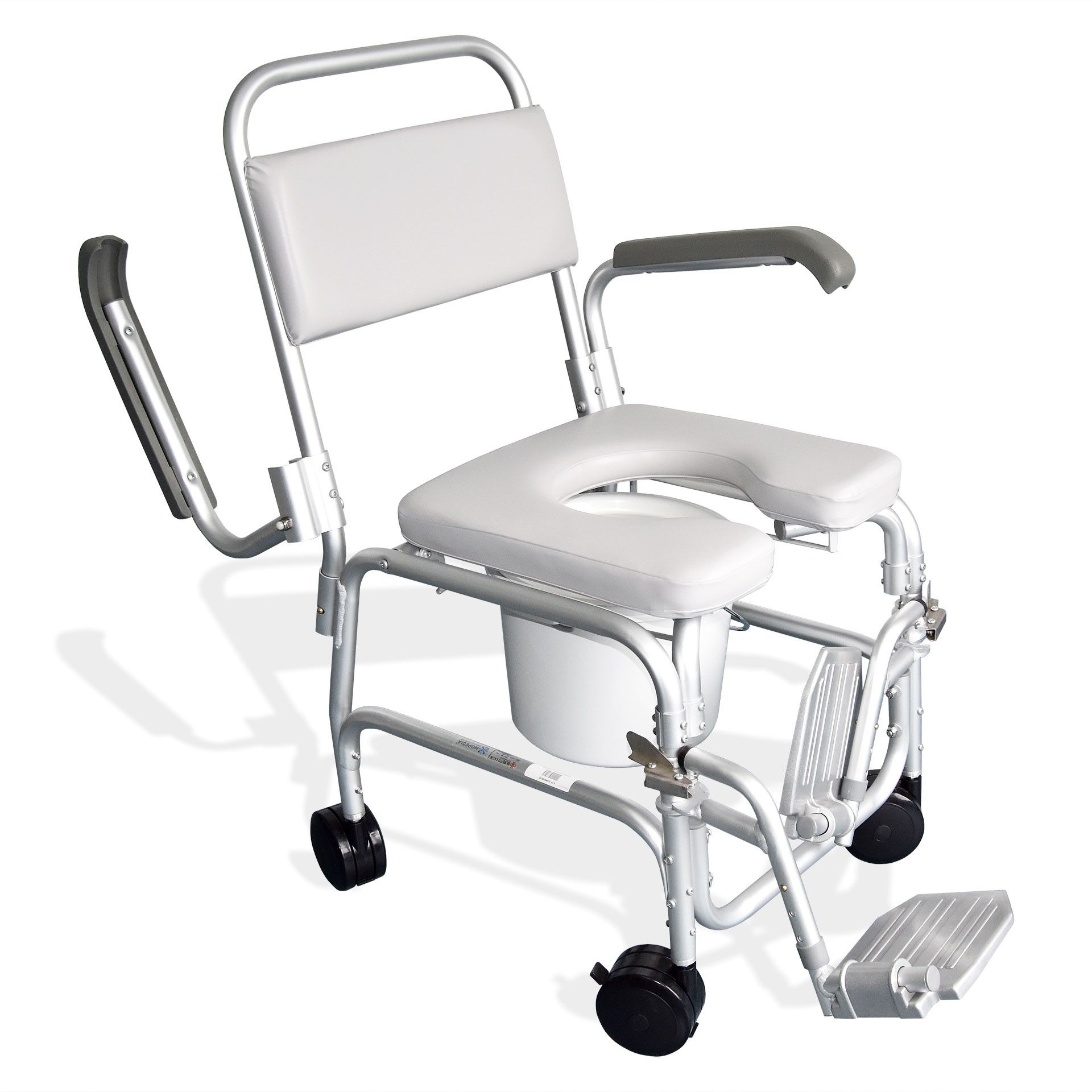 Cadeira de Banho Sanitária com Braços e 4 Rodízios