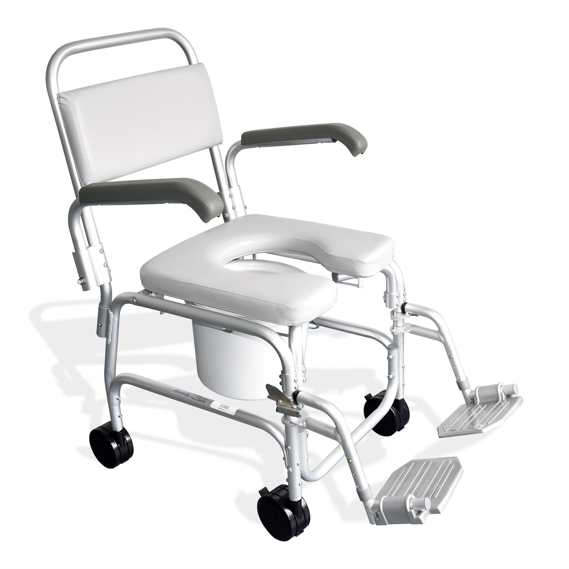 Cadeira de Banho Sanitária com Braços e 4 Rodízios