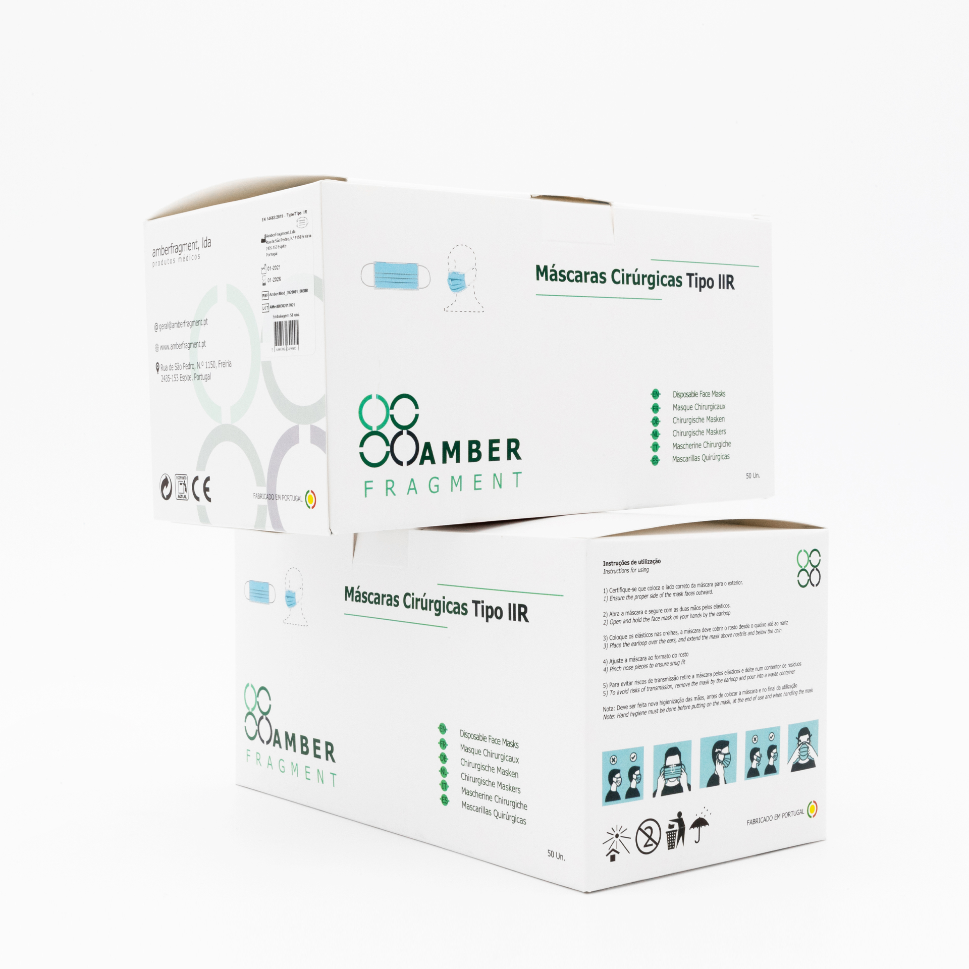 Máscaras de Proteção Cirúrgicas AmberMed - 50 unidades