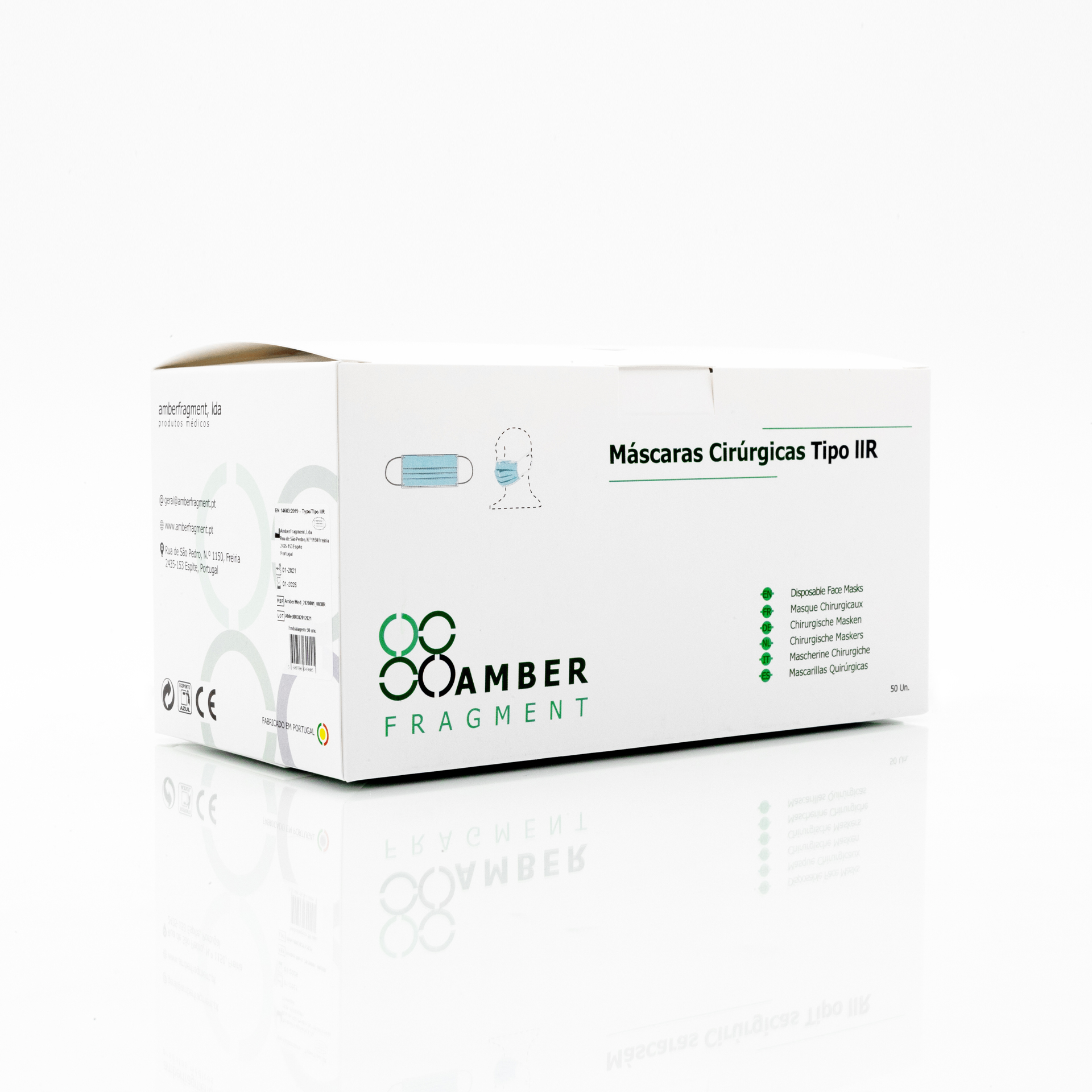 Máscaras de Proteção Cirúrgicas AmberMed - 50 unidades