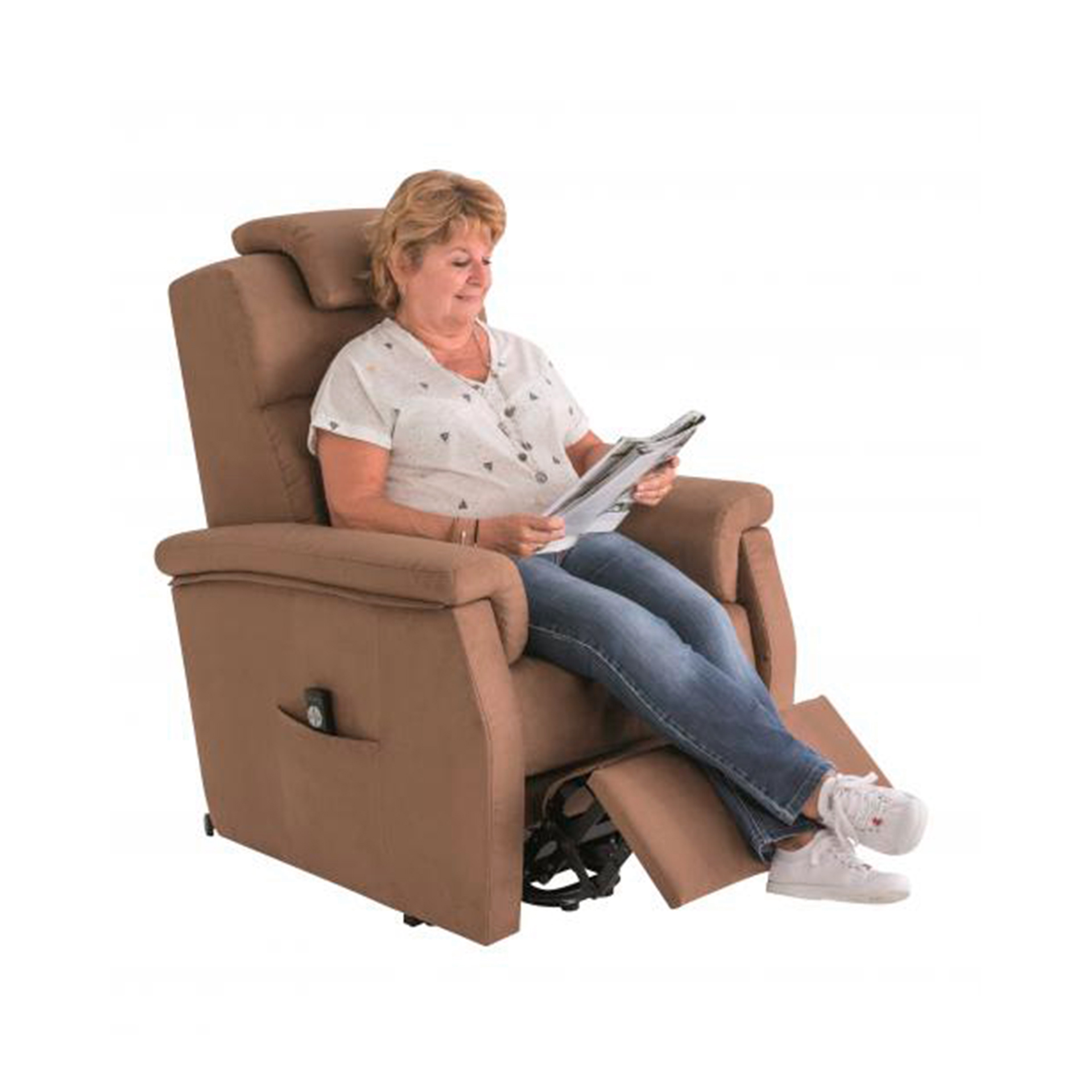 Poltrona Elétrica Fino com Motor | Microfibra Camel