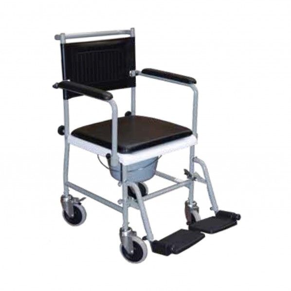 Cadeira Sanitária Cromada com 4 Rodas