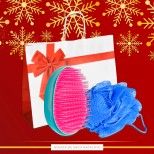 Coffret Esponja de Banho e Escova Desembaraadora 3 Claveles
