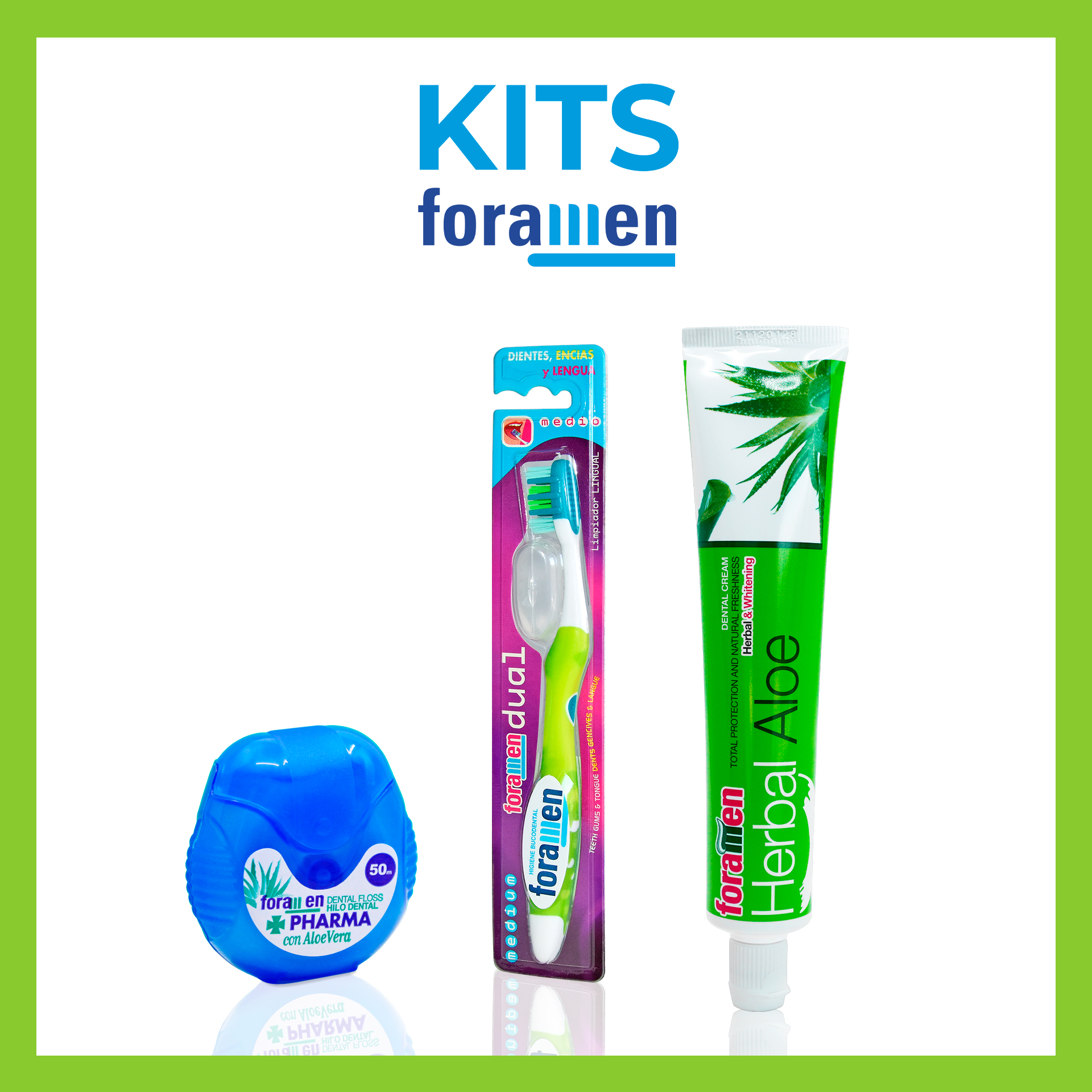 Foramen Herbal Aloé Pasta + Escova Dual Média + Fio Dentário
