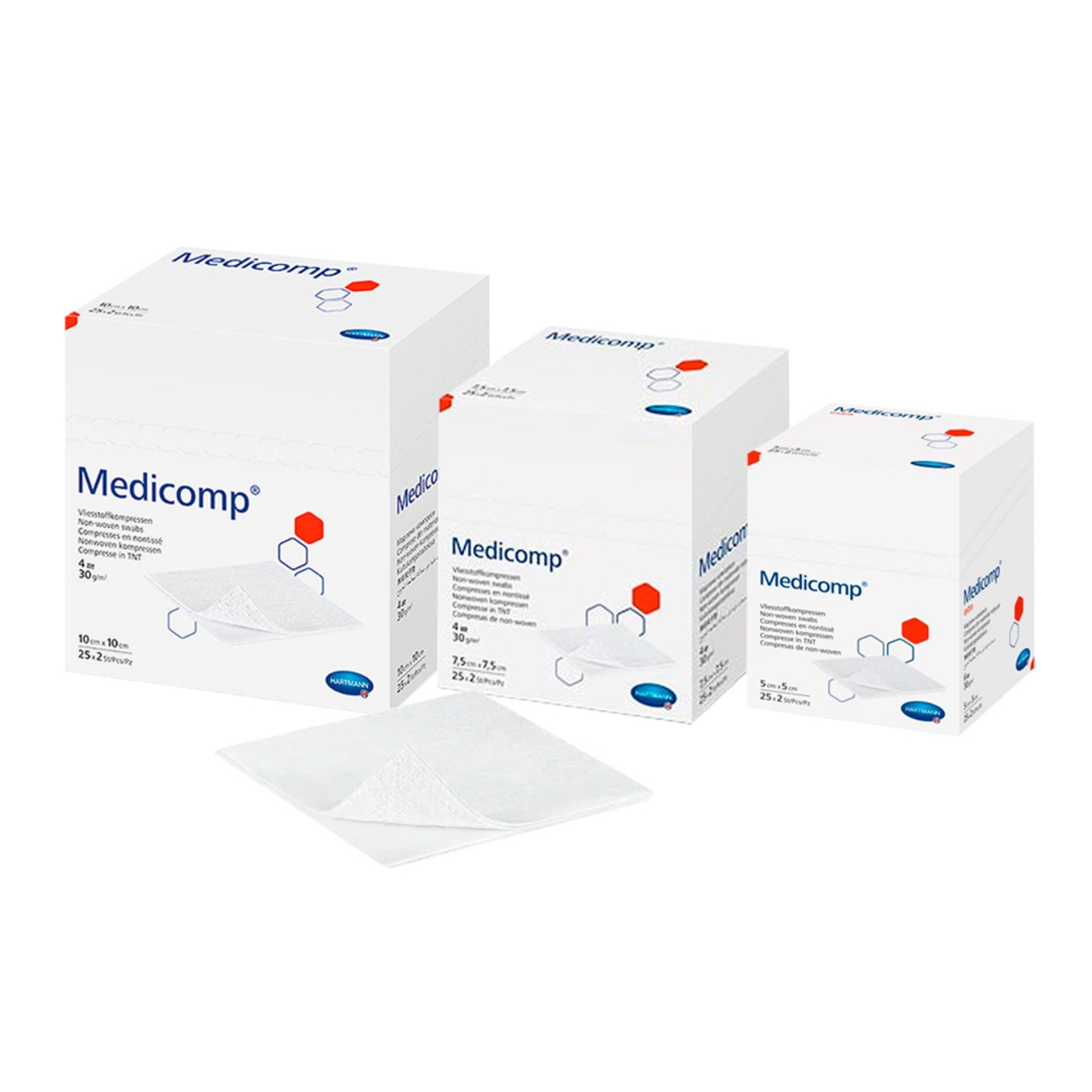 Medicomp® Compressas Esterilizadas em TNT | 25 bolsas com 2 compressas