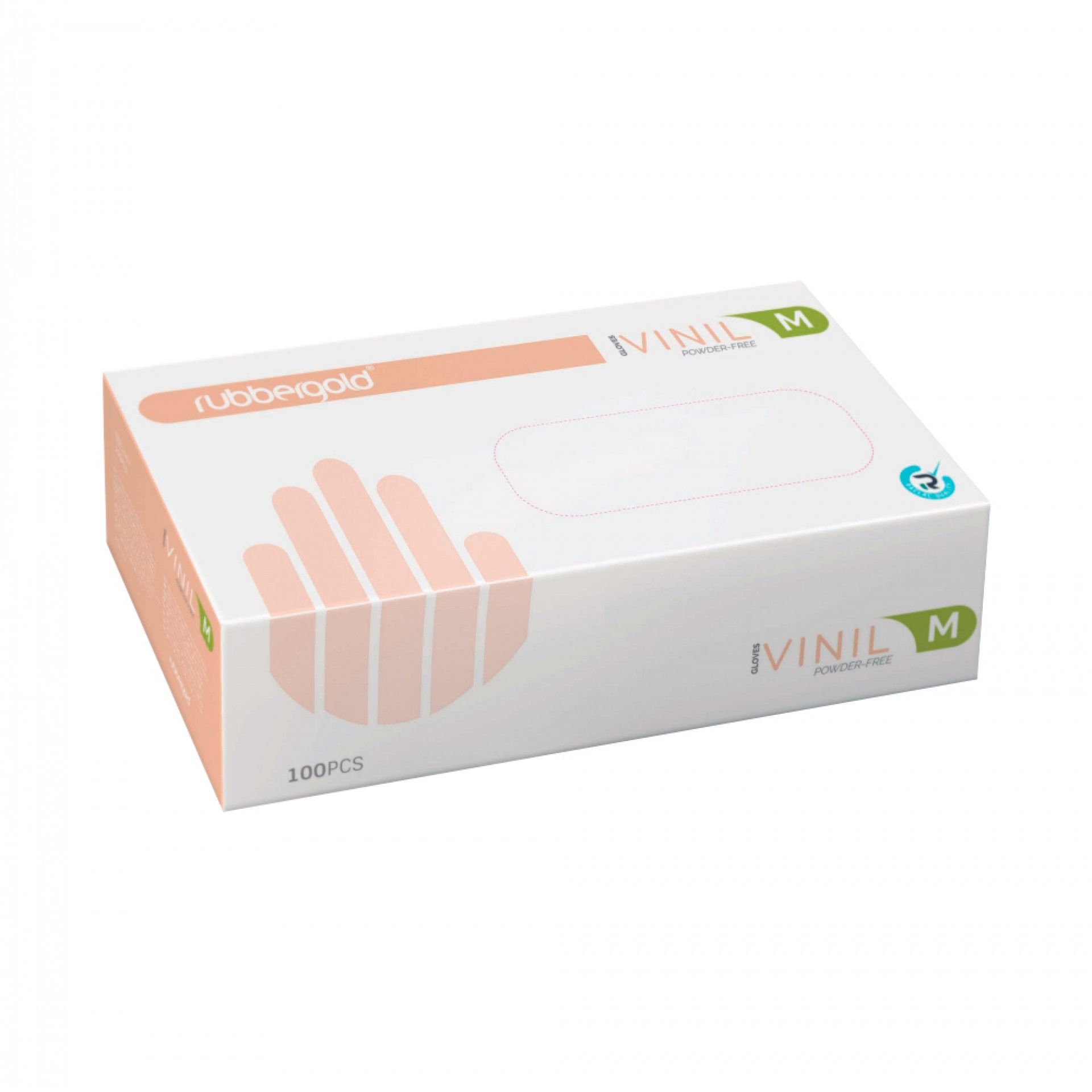 Luvas Vinil Rubbergold sem Pó - 100 unidades | Tamanho M
