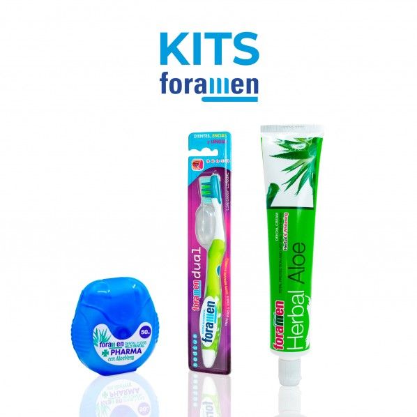 Foramen Herbal Aloé Pasta + Escova Dual Média + Fio Dentário Foramen Herbal Aloé Pasta + Escova Dual Média + Fio Dentário