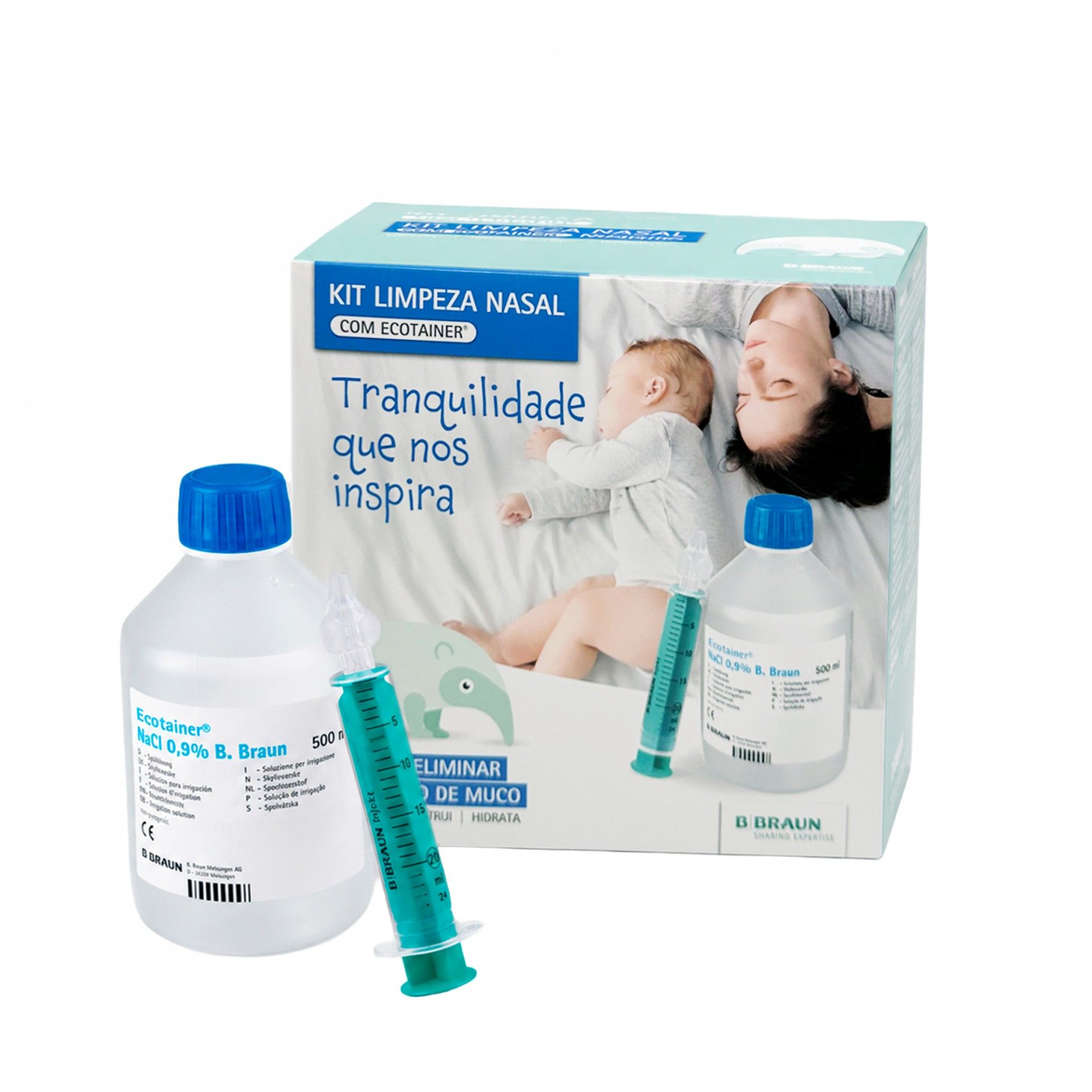 Kit de limpeza nasal B. Braun com Ecotainer® 500 ml e seringa