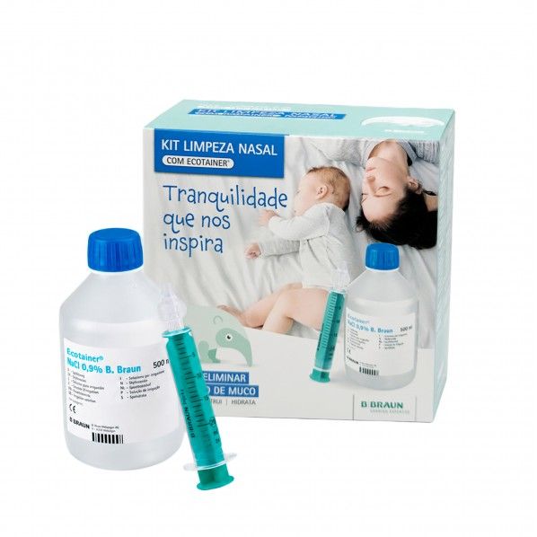Kit de limpeza nasal B. Braun com Ecotainer® 500 ml e seringa Kit de limpeza nasal B. Braun com Ecotainer® 500 ml e seringa